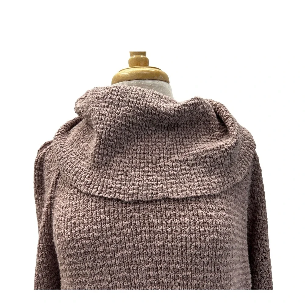 Free People Cowl Neck‎ Sweater Womens Large Mauve Pink Excellent Textured Knit